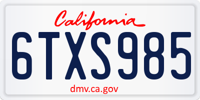 CA license plate 6TXS985