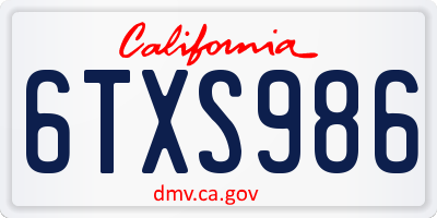 CA license plate 6TXS986
