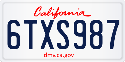 CA license plate 6TXS987