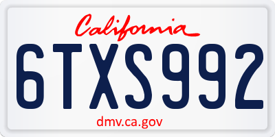 CA license plate 6TXS992