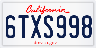 CA license plate 6TXS998