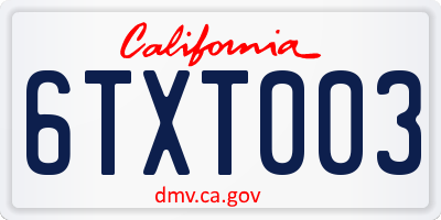 CA license plate 6TXT003