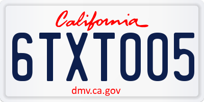CA license plate 6TXT005