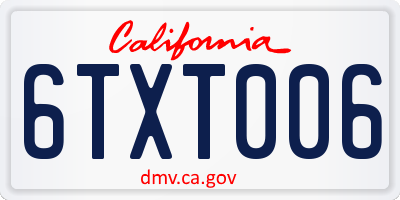 CA license plate 6TXT006