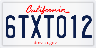 CA license plate 6TXT012