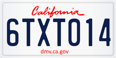 CA license plate 6TXT014