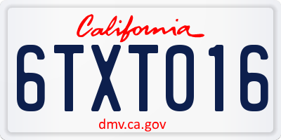 CA license plate 6TXT016