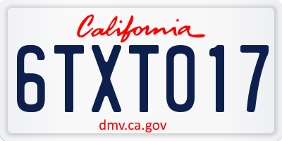 CA license plate 6TXT017