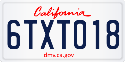 CA license plate 6TXT018