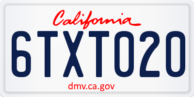 CA license plate 6TXT020