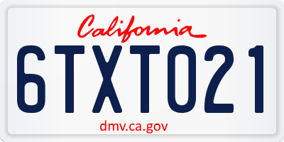 CA license plate 6TXT021