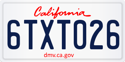 CA license plate 6TXT026
