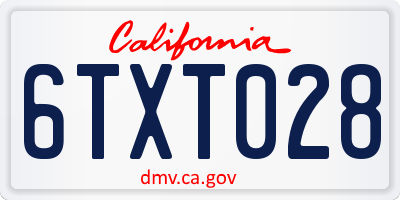 CA license plate 6TXT028