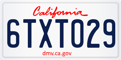 CA license plate 6TXT029