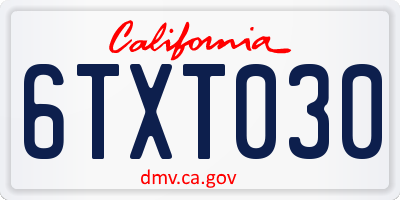 CA license plate 6TXT030