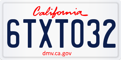CA license plate 6TXT032