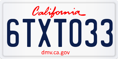 CA license plate 6TXT033