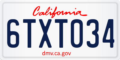 CA license plate 6TXT034