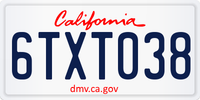 CA license plate 6TXT038