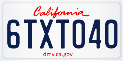 CA license plate 6TXT040