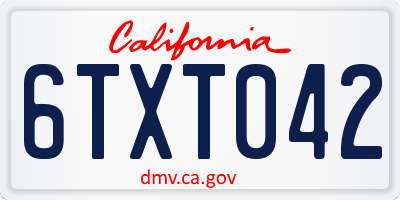CA license plate 6TXT042