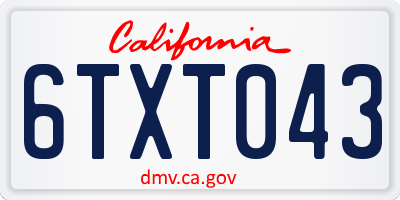 CA license plate 6TXT043