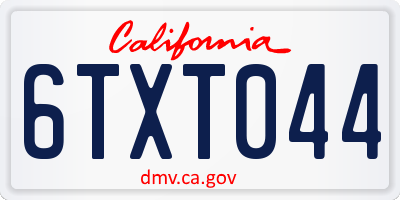 CA license plate 6TXT044