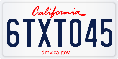 CA license plate 6TXT045