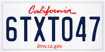 CA license plate 6TXT047
