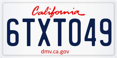 CA license plate 6TXT049