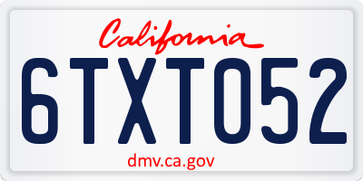 CA license plate 6TXT052