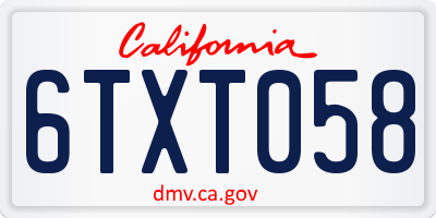 CA license plate 6TXT058