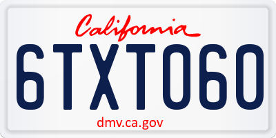 CA license plate 6TXT060