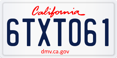 CA license plate 6TXT061