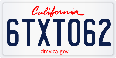 CA license plate 6TXT062