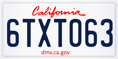 CA license plate 6TXT063