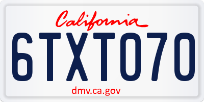 CA license plate 6TXT070