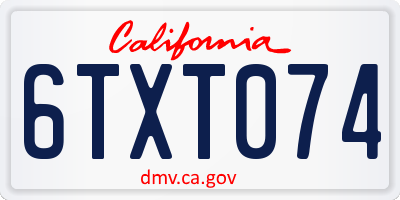 CA license plate 6TXT074
