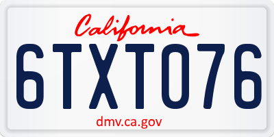 CA license plate 6TXT076