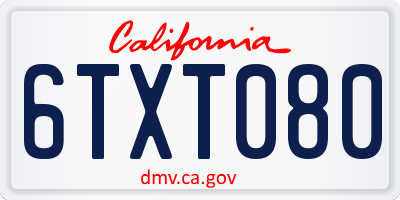 CA license plate 6TXT080
