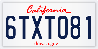 CA license plate 6TXT081