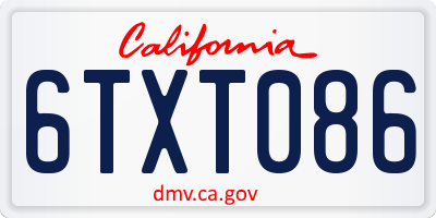 CA license plate 6TXT086