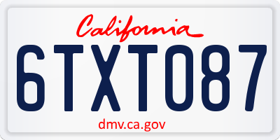 CA license plate 6TXT087