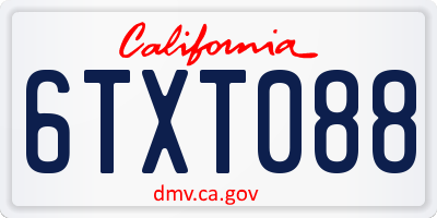 CA license plate 6TXT088
