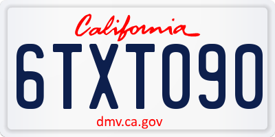 CA license plate 6TXT090