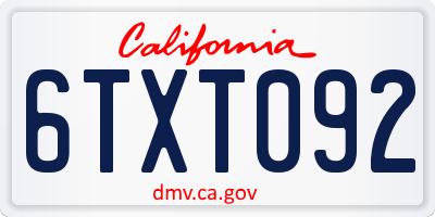 CA license plate 6TXT092