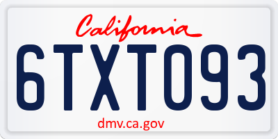 CA license plate 6TXT093