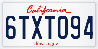 CA license plate 6TXT094