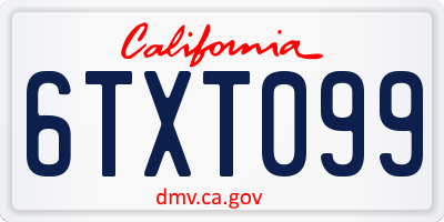 CA license plate 6TXT099