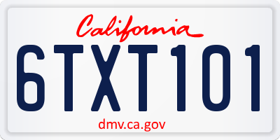 CA license plate 6TXT101
